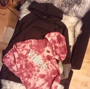 Bundles Bebe Black Hoodie and Pink Tie-Dye Crop Top Lot